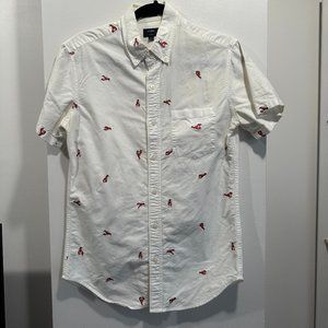 J. Crew Lobster Embroidery Short Sleeve Shirt